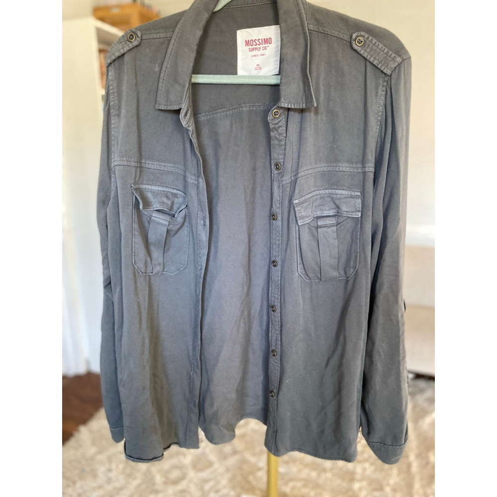Mossimo Charcoal Button Up Shirt Shacket Soft Purple Gray Oversized Xxl - Picture 2 of 5